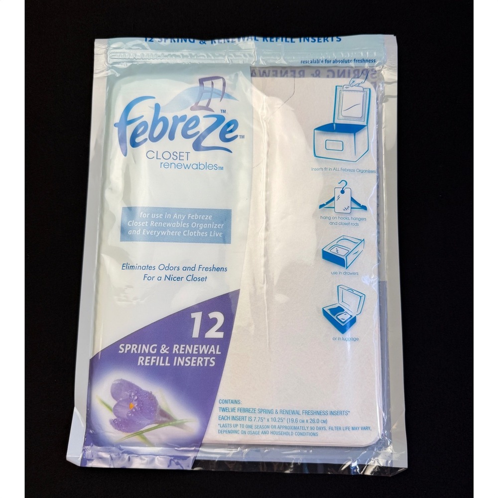 Febreze Closet Renewables Spring & Renewal Refill 10 Inserts Odor Neutralizer